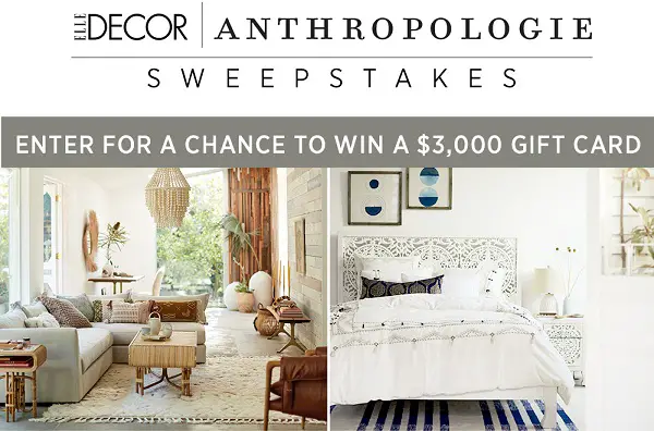 Elle Decor Anthropologie Room Decor Refresh Sweepstakes