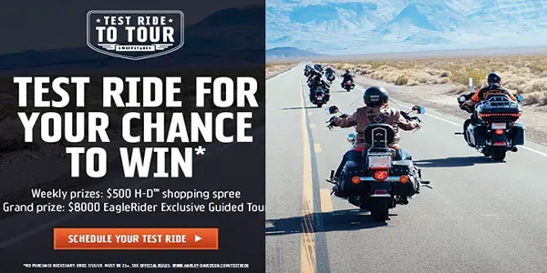 Harley-davidson.com Test Ride to Tour Sweepstakes