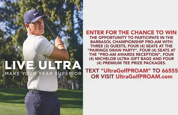 Michelob Ultra Sweepstakes on Ultragolfproam.com