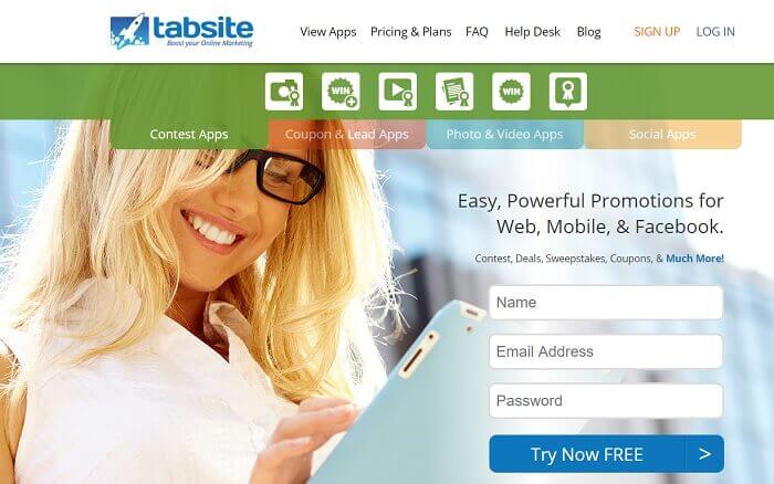 tabsite website to create social media giveaways