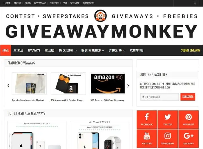 giveaway websites list