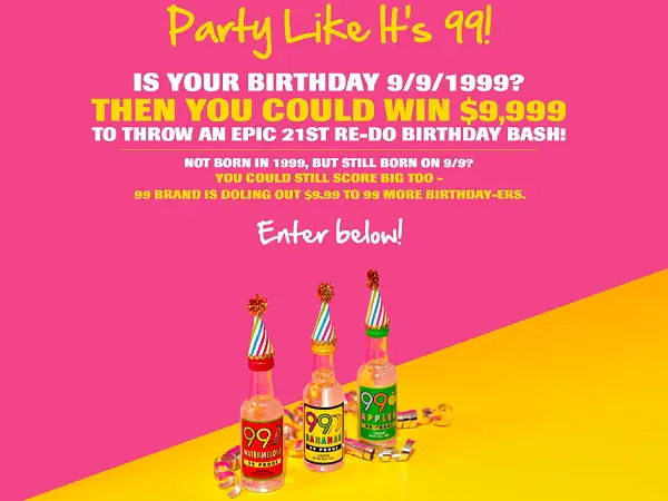 Party Like It’s 1999 Sweepstakes: Win a cash prize worth $9999! 