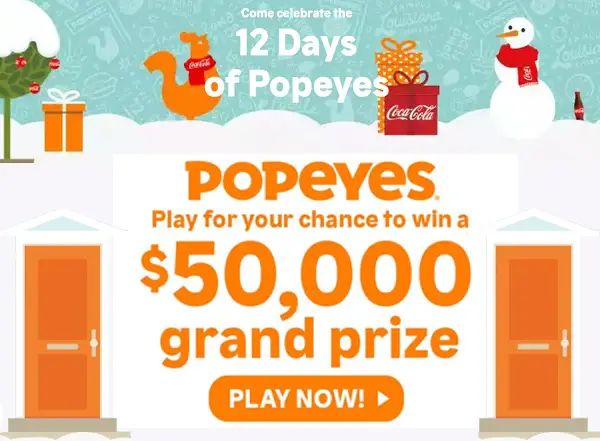 Popeyes Christmas Day 2022 Baton Rouge Louisiana Popeyes 12 Days Of Giveaways 2021 | Sweepstakesbible