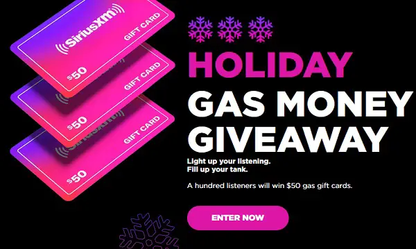 SiriusXM  Gas Money Giveaway: Win $50 American Express Gift Card (100 Winners)